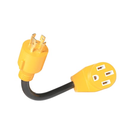 Camco Plug Adapter, Outlet Tap, TT-50R, L14-50P, 12 in, Black/Yellow 55422